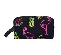 SAAKE Pineapple Banana Flamingo Print Travel Cosmetic Large Capacity Zippered Storage Bag For Toiletries Daily Essentials, White, One Size