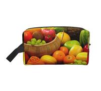 SAAKE Variety Fresh Vegetables Fruits Print Travel Cosmetic Large Capacity Zippered Storage Bag For Toiletries Daily Essentials, White, One Size