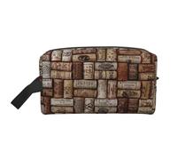 SAAKE Wine Cork Print Travel Cosmetic Large Capacity Zippered Storage Bag For Toiletries Daily Essentials, White, One Size