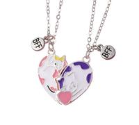 Saalort Best Friend Cat Necklace Colorful Enamel Matching Heart Pendant Friendship BFF Necklaces Sweet Birthday Gifts, M, Zinc, Cubic Zirconia