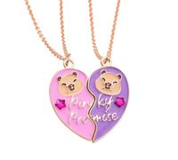 Saalort Best Friend Necklace for 2, Split Heart Capybara Matching Friendship Jewelry for Women Bestie, M, Zinc, Cubic Zirconia