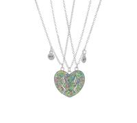 Saalort Best Friend Necklaces for 3, Magnetic Stitching Heart-shaped Friendship BFF Sequin Pendant 3PCS/Set Jewelry for Women, Zinc, Cubic Zirconia