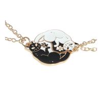 Saalort Best Friends Necklace for 2, Black White Cat Pendant Matchig 2PCS Yin Yang BFF Jewelry Gift for Couple, M, Zinc, Cubic Zirconia