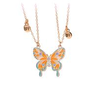 Saalort Charm Butterfly Best Friend Necklace for 2, Matching BFF Friendship Pendant Magnetic Choker for Women, M, Zinc, Cubic Zirconia