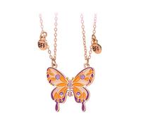 Saalort Charm Butterfly Best Friend Necklace for 2, Matching BFF Friendship Pendant Magnetic Choker for Women, M, Zinc, Cubic Zirconia