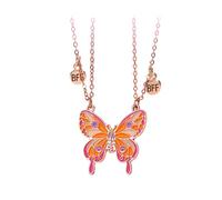 Saalort Charm Butterfly Best Friend Necklace for 2, Matching BFF Friendship Pendant Magnetic Choker for Women, M, Zinc, Cubic Zirconia
