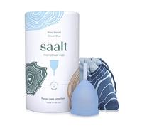 Saalt Menstrual Cup - Premium Design - Most Comfortable Period Cup - #1 Active Cup - Wear for 12 Hours - Soft, Flexible, Reusable Medical-Grade Silicone (Small, Ocean Blue)