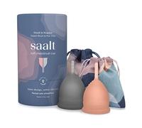 Saalt Soft Menstrual Cup - Best Sensitive Reusable Period Cup - Wear for 12 Hours - Tampon and Pad Alternative (Regular Grey, Small Desert Blush, Regular Grey, Small Desert Blush)