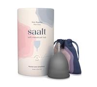 Saalt Soft Menstrual Cup - Super Soft and Flexible - Best Sensitive Cup - Wear for 12 Hours - Made in USA (Grey, Regular)