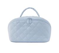 Saanerueen Petition Makeup Bag, Petition Makeup Bag for Woman, Wide Open Lay-Flat Water-Resistant Cosmetic Case, Blue