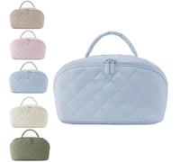 Saanerueen Petition Makeup Bag, Travel Makeup Bag for Woman with Compartment & Handle, Blue, Street Fashion