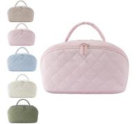 Saanerueen Petition Makeup Bag, Travel Makeup Bag for Woman with Compartment & Handle, Light Pink, Street Fashion