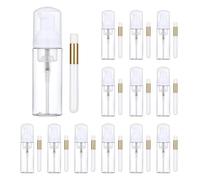 SAANG & JAT 24 PCS Eyelash Extension Kit, 12 Clear Lash Shampoo Foam Pump Bottles 2 oz, 12 Gold Lash Brushes, Travel Supplies