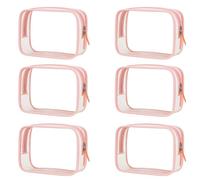 SAANG & JAT 6 Pieces Clear Cosmetic Bag,Cosmetic Pouches Zipper,Pvc Zipper Pouches Travel Waterproof Makeup Plastic Case For Women Organizing Toiletries Travel Clear Toiletry Bag (pink)