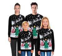 SAANS247 Kids Christmas Jumper - Matching Santa Night Sky - Size 9-10 Black