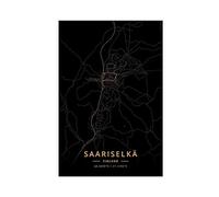 Saariselka Finland City Maps Gold Poster Canvas Poster Bedroom Decor Sports Landscape Office Room Decor Gift Unframe 12x18inch(30x45cm)