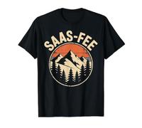 SAAS-Fee Mountain Retro Sunset Alpine Value Graphic T-Shirt, Men, Black, S