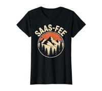 SAAS-Fee Mountain Retro Sunset Alpine Value Graphic T-Shirt, Women, Black, XS
