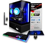 SAAV X1 Prebuilt Gaming PC Desktop with Intel i5 3.4GHz, 16GB RAM, GEFORCE GTX 750 GDDR5 GPU, 512GB NVME, WiFi 6, Bluetooth, Win 10, Mouse Keyboard, PC Gaming Computer Desktop, 1-Year Warranty