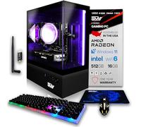 SAAV X7 Gaming PC Desktop Tower - Prebuilt Gaming PC, Intel Pentium Gold G5400 3.70GHz, AMD Radeon RX 560 4GB GDDR5, 16GB DDR4, 512GB NVMe SSD, Wi-Fi 6, Bluetooth, Windows 11 Home | PC Gaming