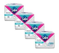 Saba Diarios Ultra Thin Multishape Pantiliners, Flexible & Versatile Panty Liners, 4-Pack of 30 Pads (120 Count)