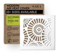 SABA Home Decor Air Vent Cover Grille - Acrylic Plexiglass 10 x 10 Duct Opening (12 x 12 Overall) White Finish Decorative Register Covers for Walls and Ceilings, Waterwheel