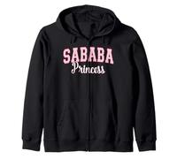 Sababa Princess Hebrew Slang Cool Varsity Letters Zip Hoodie