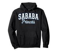 Sababa Princess Hebrew Slang Cool Varsity White Blue Letters Pullover Hoodie
