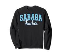 Sababa Teacher Hebrew Slang Cool Arched Varisty Blue Letters Sweatshirt