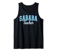 Sababa Teacher Hebrew Slang Cool Arched Varisty Blue Letters Tank Top