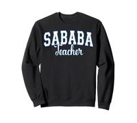 Sababa Teacher Hebrew Slang Cool Varisty White Blue Letters Sweatshirt