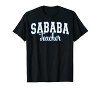 Sababa Teacher Hebrew Slang Cool Varisty White Blue Letters T-Shirt