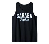 Sababa Teacher Hebrew Slang Cool Varisty White Blue Letters Tank Top