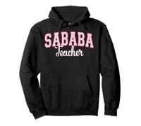 Sababa Teacher Hebrew Slang Cool Varsity Pink Letters Pullover Hoodie