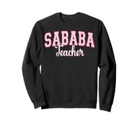 Sababa Teacher Hebrew Slang Cool Varsity Pink Letters Sweatshirt