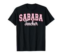 Sababa Teacher Hebrew Slang Cool Varsity Pink Letters T-Shirt