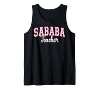 Sababa Teacher Hebrew Slang Cool Varsity Pink Letters Tank Top