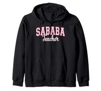 Sababa Teacher Hebrew Slang Cool Varsity Pink Letters Zip Hoodie