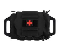 SABADO Rapid/Quick Deploy First Aid Kit Pack Tactical IFAK Pouch Two-Piece System Med Roll Carrier Hypalon Handle Outdoor Sport Hunting Bag (Black)