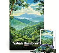 Sabah Rainforest Borneo Jigsaw Puzzle 1000 Piece for Teenagers Logic Sense Toy Calm Pastime Smooth Edge Premium Gift (38x26cm)