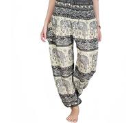 Sabaii Womens Thai Elephant Pants Trousers Smocked High Waisted Hippie Beach Yoga Soft Beach Loose Fit Summer Black