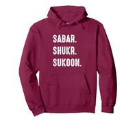 Sabar Shukr Sukoon - Islam Muslim Arabic Islamic Ramadan Pullover Hoodie, Adult Unisex, Burgundy, Medium