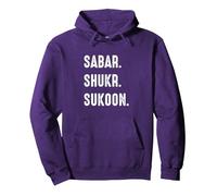 Sabar Shukr Sukoon - Islam Muslim Arabic Islamic Ramadan Pullover Hoodie, Adult Unisex, Purple, Large