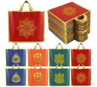 Sabary 48 Pack Pooja Return Gifts Bags Indian Return Gift Bags Matte Finish with Golden Trim for Diwali Lotus Shravana Lights Party Favors Puja Hindu Religious Traditional Indian Ceremony