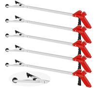 Sabary 5 Pack Suction Cup Reacher Grabber Heavy Trash Picker Grabber Tool, Long Handy Aids Nonslip Claw Reach Tool for Elderly Pick up Stick Arm Extension Litter Picker (Red)