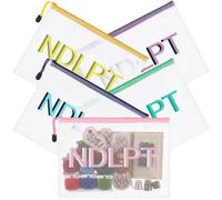 Sabary 5 Pcs Needlepoint Project Bag Set Ndlpt Clear Mesh Zipper Pouch Sewing Bags Organizer Storage for Embroidery Quilter Crafter Stitching Thread Floss Organization Gift 13.6‘'x9.6‘' (5 Colors)
