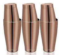Sabary 6 Pcs Cocktail Shakers Professional Bar Shaker Boston Set Stainless Steel Martini Drink Mixer Basic Tool Weighted Shake Metal Can Cocktail Shaker Set, 18 Oz, 28 oz (Bronze)
