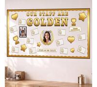 Sabary Golden Staff Bulletin Board Decoration Set Appreciation and Recognition Corner Decoration with 20 Writable Nomination Card 6 Magnetic Photo Frame for School Classroom Office Wall Decor Supplies