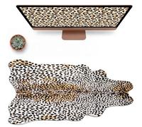 Sabary Large Leopard Print Desk Mat Cheetah Gaming Mouse Pad Leopard Desk Accessories Irregular Shaped Animal Print Decor for Laptop PC Computer Office Home Desktop Decor 31.5" x 15.8"