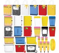 Sabary Sets Teacher Appreciation Gifts Paper Roll Pens Acrylic Keychains Makeup Bags Coil Notebooks Sticky Notes Paper Bags Teacher's Name Tags Ruler for Graduation Party Teacher Gift Bulk, as shown
